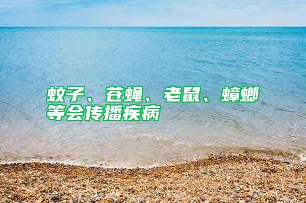 蚊子、蒼蠅、老鼠、蟑螂等會傳播疾病